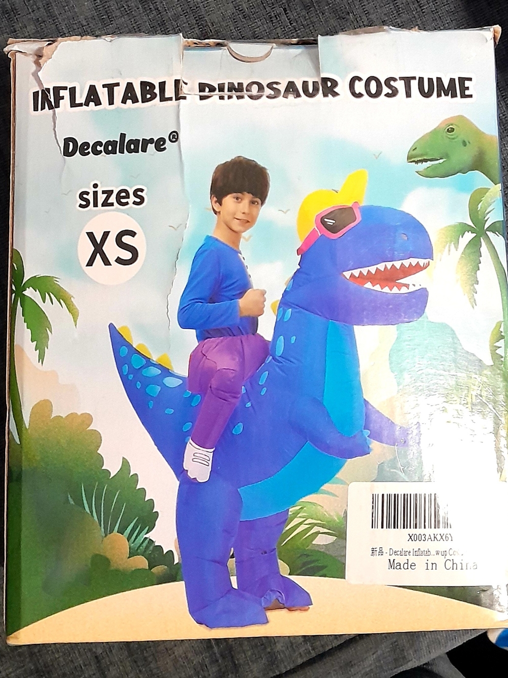 Decalare Inflatable Purple Dinosaur Kids Costume - XS